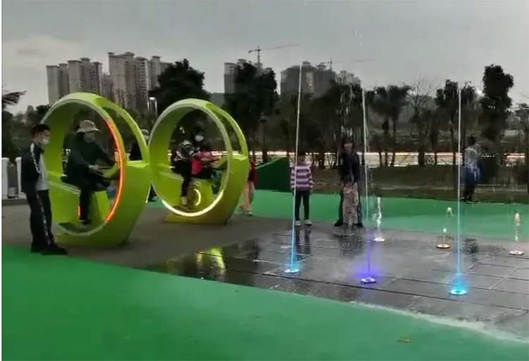 自行車噴泉-戶外水景噴泉互動游樂設備